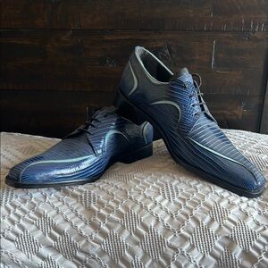 Brand New Stacy Adams Blue Oxford Shoes with Polished Leather Finish